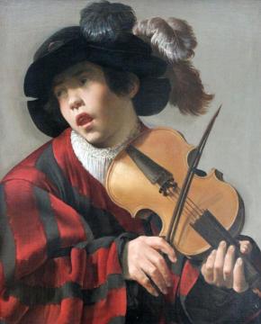 Singer With Stringed Instrument Artwork by Hendrick Terbrugghen
