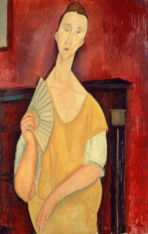 Woman With A Fan Artwork by Amedeo Modigliani