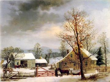 New England Winter Scene Artwork by George Henry Durrie