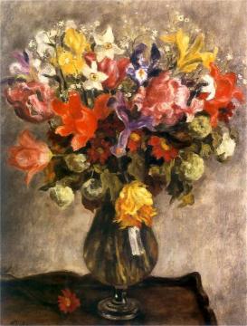 Flowers In A Glass Vase Artwork by Jozef Pankiewicz