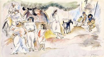 Southern Figures and Goat Artwork by Jules Pascin