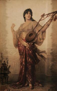 Harem Girl With Instrument Artwork by Nathaniel Sichel