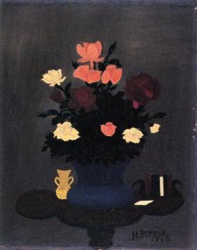Roses in a Jar Artwork by Horace Pippin