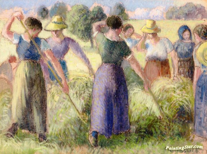 Haymaking Artwork by Camille Pissarro