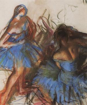 Blue Ballerinas Artwork by Zinaida Serebriakova