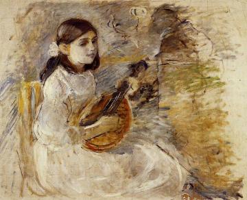 Girl Playing the Mandolin Artwork by Berthe Morisot