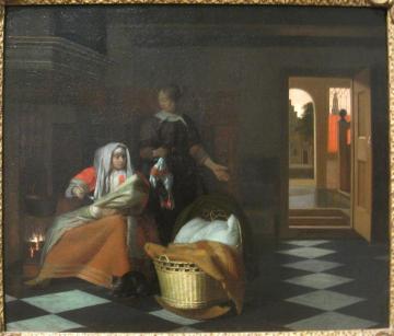 Woman with a Child and a Maid in an Interior Artwork by Pieter de Hooch