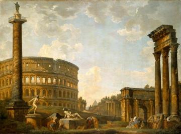 Roman Capriccio: The Pantheon And Other Monuments. Artwork by Giovanni Paolo Pannini