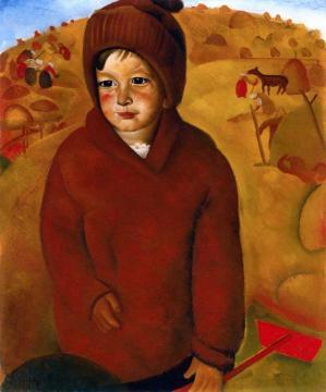 Boy At Harvest Time Artwork by Boris Grigoriev