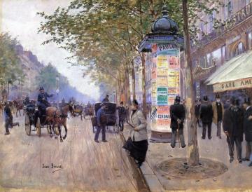 Hailing a Cab outside the Cafe Americain Artwork by Jean Georges Beraud