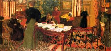 Large Interior With Six Figures Artwork by Edouard Vuillard