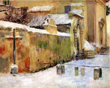 Church in Snow Artwork by Theodore Robinson