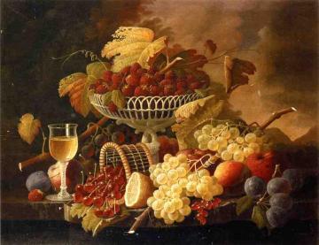 Still Life with Fruit and Wine Glass Artwork by Severin Roesen