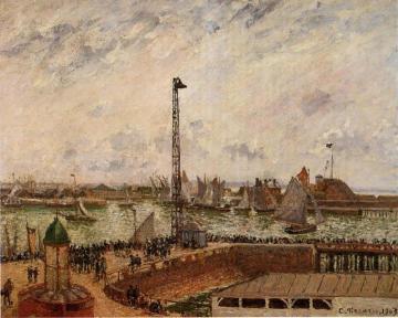 The Pilot's Jetty, Le Havre, Morning, Grey Weather, Misty Artwork by Camille Pissarro