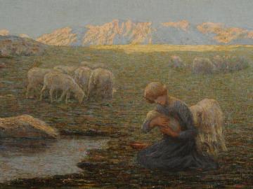 The sick sheep Artwork by Emilio Longoni