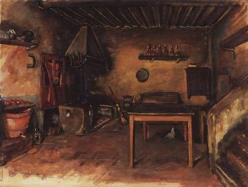 Village Kitchen, Buggiano Artwork by Zinaida Serebriakova