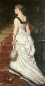 Elegant woman in white Artwork by Knut Ekwall