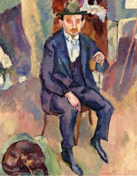 Man with Dog Artwork by Jules Pascin