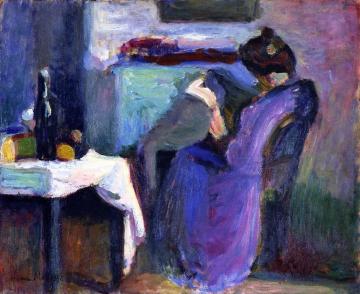 Reading Woman In Violet Dress Artwork by Henri Matisse