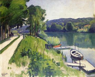La Varenne, The Red Boat Artwork by Albert Marquet