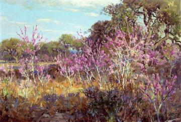 Redbud Tree In Bloom At Leon Springs, San Antonio Artwork by Julian Onderdonk