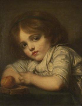 A Child with an Apple Artwork by Jean-Baptiste Greuze