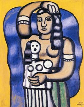 Girl Holding a Doll Artwork by Fernand Léger
