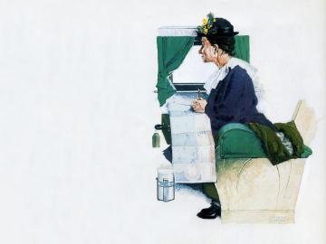 Airplane Trip Artwork by Norman Rockwell