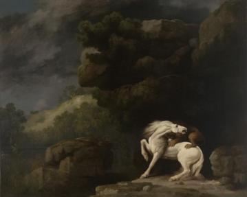 A Lion attacking a Horse Artwork by George Stubbs