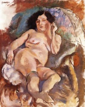 A Model Stretched Out Artwork by Jules Pascin