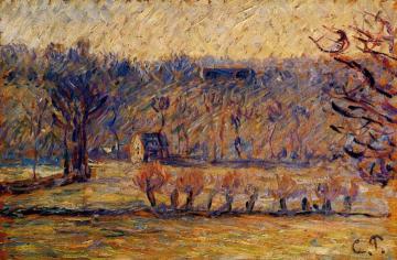 The Coast at Vaches-Bazincourt: Snow Effect Artwork by Camille Pissarro