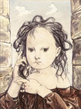 Young Girl in a Brown Skirt Artwork by Tsuguharu Foujita