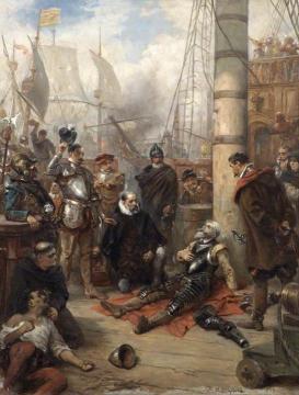 The Death of Captain Grenville, Captain of the 'Revenge' Artwork by Robert Alexander Hillingford