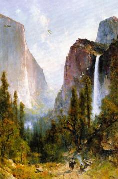 Bridal Veil Fall, Yosemite Valley Artwork by Thomas Hill