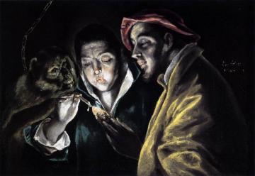 An Allegory with a Boy Lighting a Candle in the Company of an Ape and a Fool Artwork by El Greco