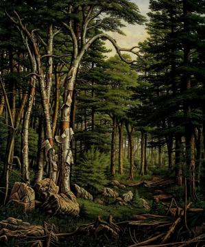 White Birches of the Racquette [sie] Artwork by Levi Wells Prentice