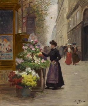 Flower Vendor on the Grandes Boulevards, Paris Artwork by Victor Gabriel Gilbert