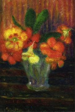 Nasturtiums in a Glass Vase Artwork by William James Glackens