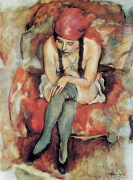 Claudine Resting Artwork by Jules Pascin