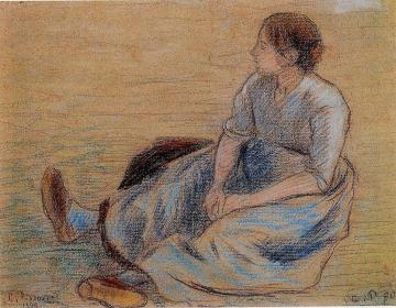 Woman Sitting on the Floor Artwork by Camille Pissarro