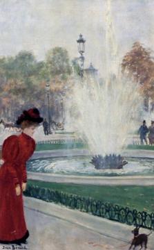 Parisienne Au Rond Point Des Champs Elysées Artwork by Jean Georges Beraud
