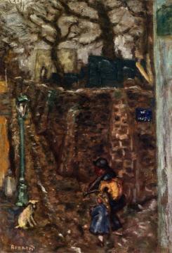 Montmartre: Old Man and Child Artwork by Pierre Bonnard