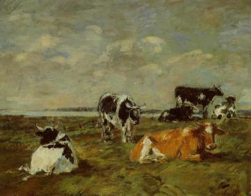 Cows near the Sea Artwork by Eugène-Louis Boudin