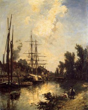 Boats Dockside Artwork by Johan Berthold Jongkind