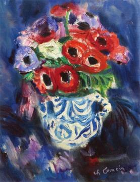 Anemones on a Blue Background Artwork by Charles Camoin