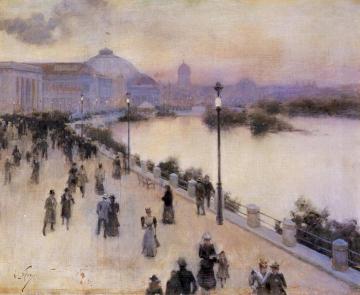 Sunset Hour on the West Lagoon, World Columbian Exposition 1893 Artwork by Willard Leroy Metcalf