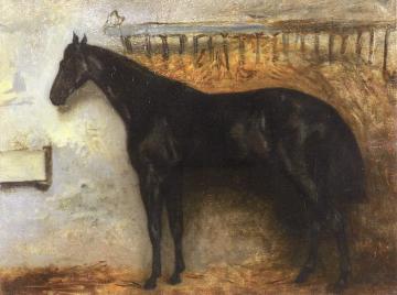 Black Horse In The Stable Artwork by Thèodore Gèricault