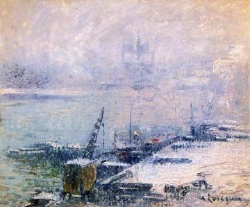 The Pont Henri IV - Notre Dame de Paris in the Snow Artwork by Gustave Loiseau