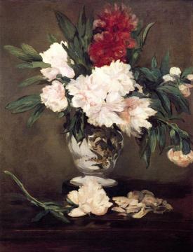 Peonies in a Vase on a Stand Artwork by Edouard Manet