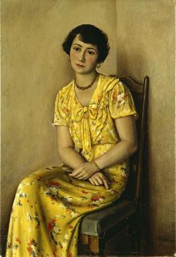 Young Girl In Yellow Artwork by Francois Emile Barraud
